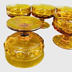 Kings Crown Footed Sherbet/Dessert Dishes Vintage Indiana Glass Set of 7